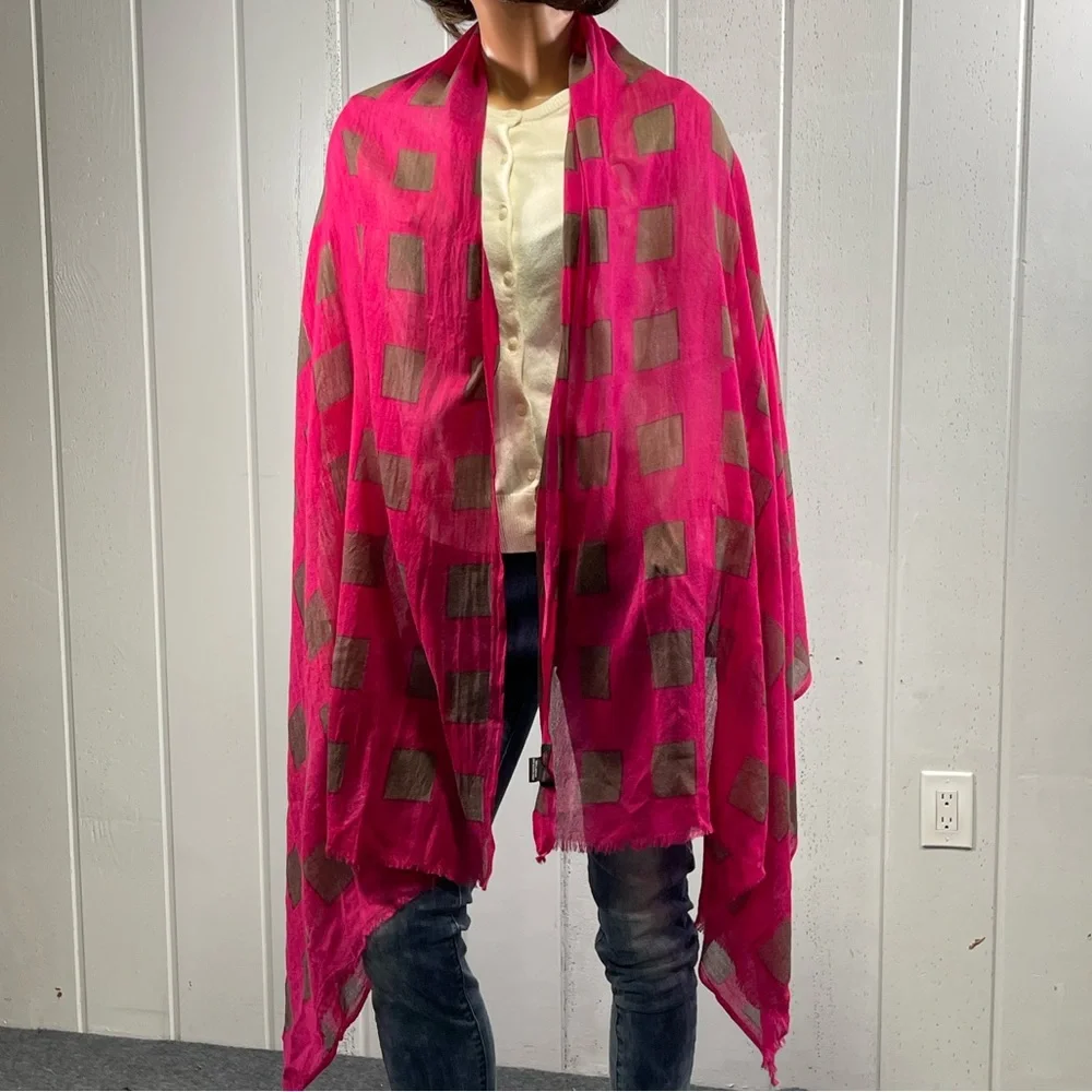 *Silk Route Fashion Fuchsia & Brown Shawl